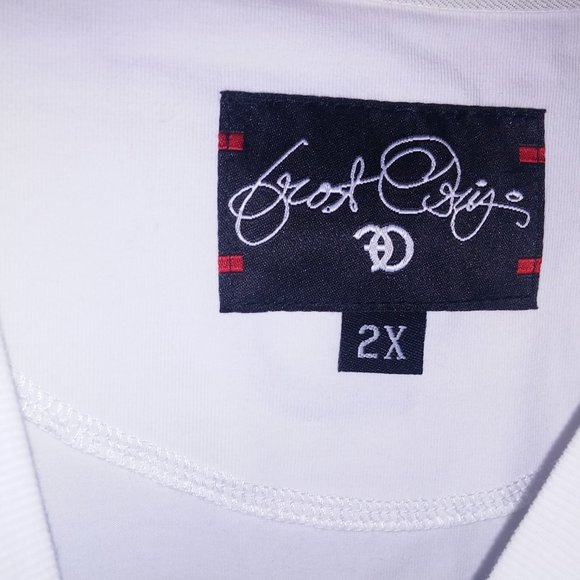 Frost Originals T Shirt Mens 2X White Chic Magnet Rhinestone Bling Stretch - Picture 8 of 13